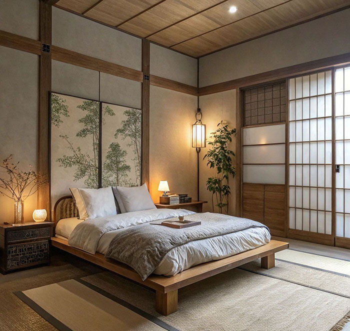 Trang trí phòng ngủ kiểu Nhật